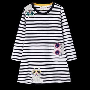 NEW Long Sleeve Dress Silly Kitties Applique